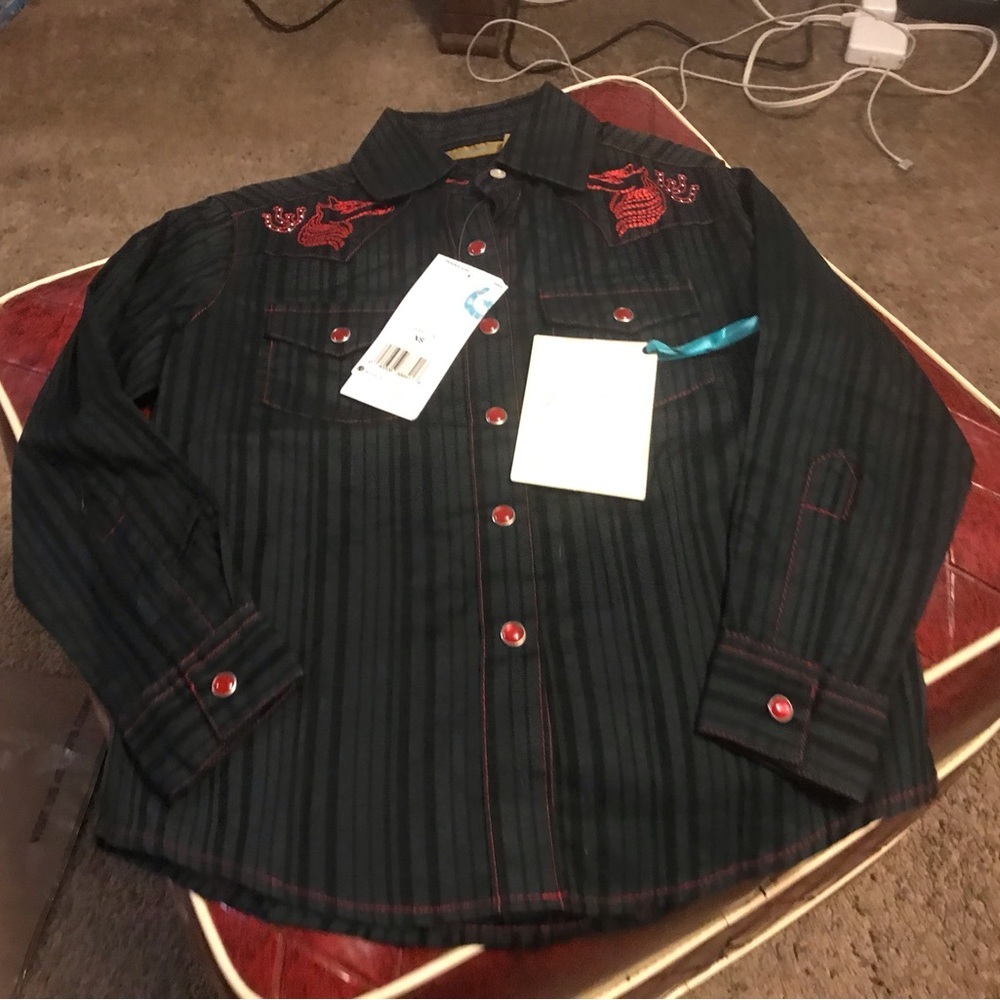 NWT  Wrangler LITTLE BOY'S LONG SLEEVE  WESTERN SNAP SHIRT